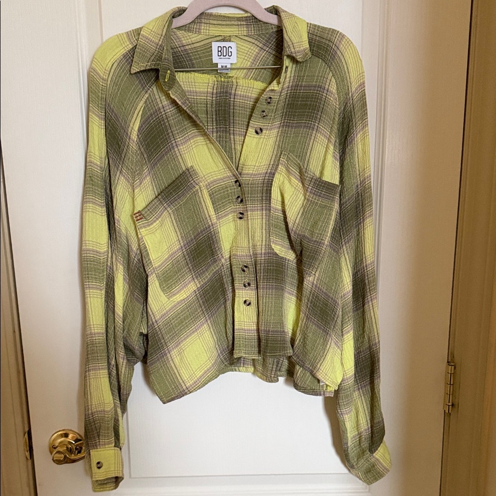 BDG/Urban Outfitters Lime and Olive Plaid Shirt